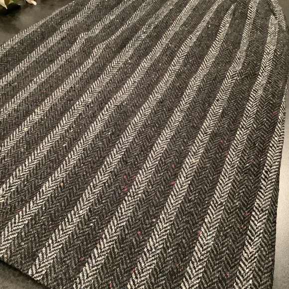 Vintage Boston Traveler Wool Stripe Tweed Herringbone Skirt Gray Melange - Picture 10 of 13
